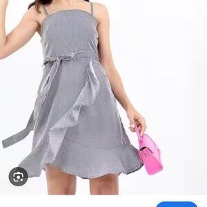 Express Summer Dress S/P Blue & WHT Stripes adjustable spaghetti straps